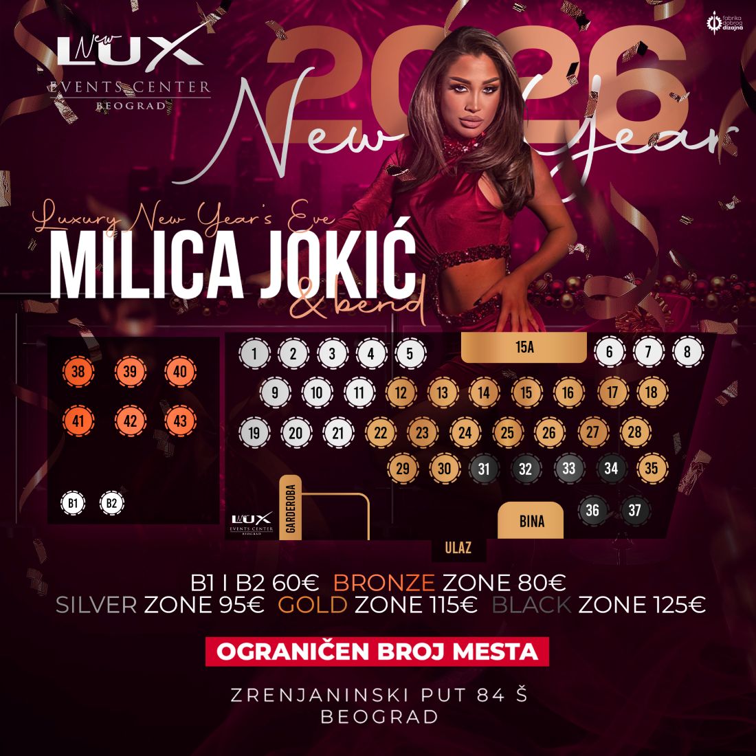Mapa sedenja - New Lux Events Center Nova godina